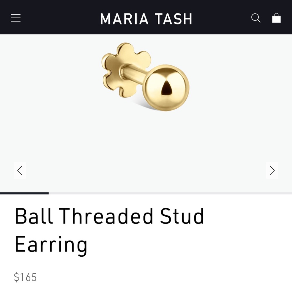 EUC Maria Tash 14K YG 3mm Ball Threaded Stud Earring